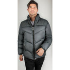 Chamarra Acolchada De Pluma Mod. Cw83-pol8757 Greenlander® Gris M Geométrico