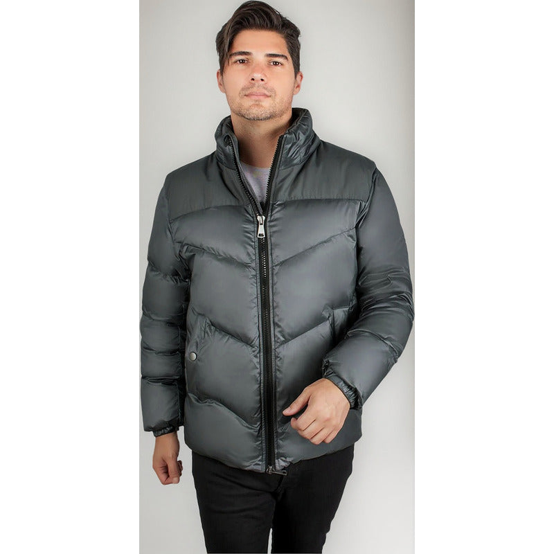 Chamarra Acolchada De Pluma Mod. Cw83-pol8757 Greenlander® Gris M Geométrico