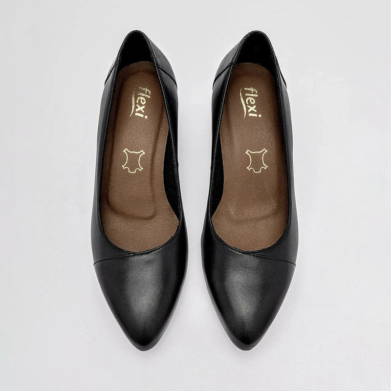 Zapatilla Semi Formal 5.5cm Para Mujer 137506 Marca Flexi® Negro Liso 23.5 Mx