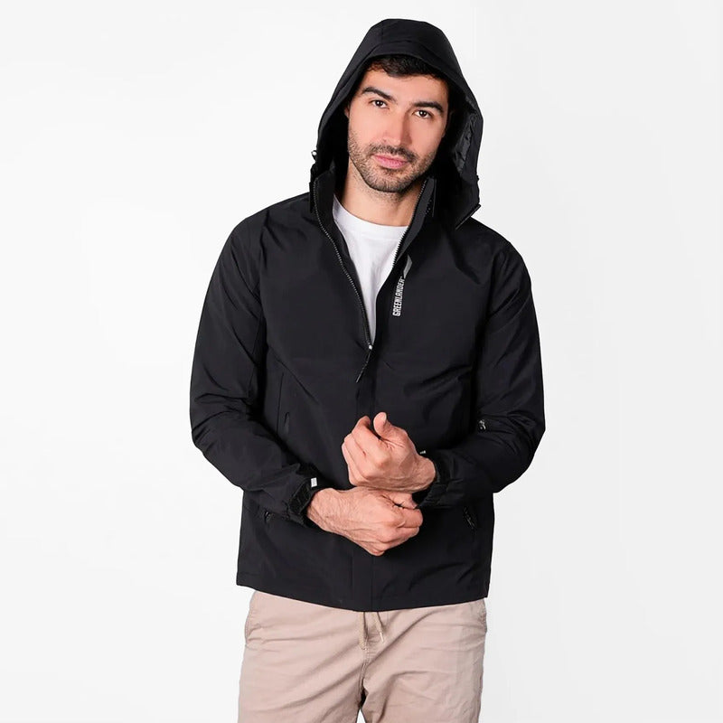 Chamarra Rompevientos Para Hombre Cw90-pol7054 Greenlander® Negro Eg Lisa