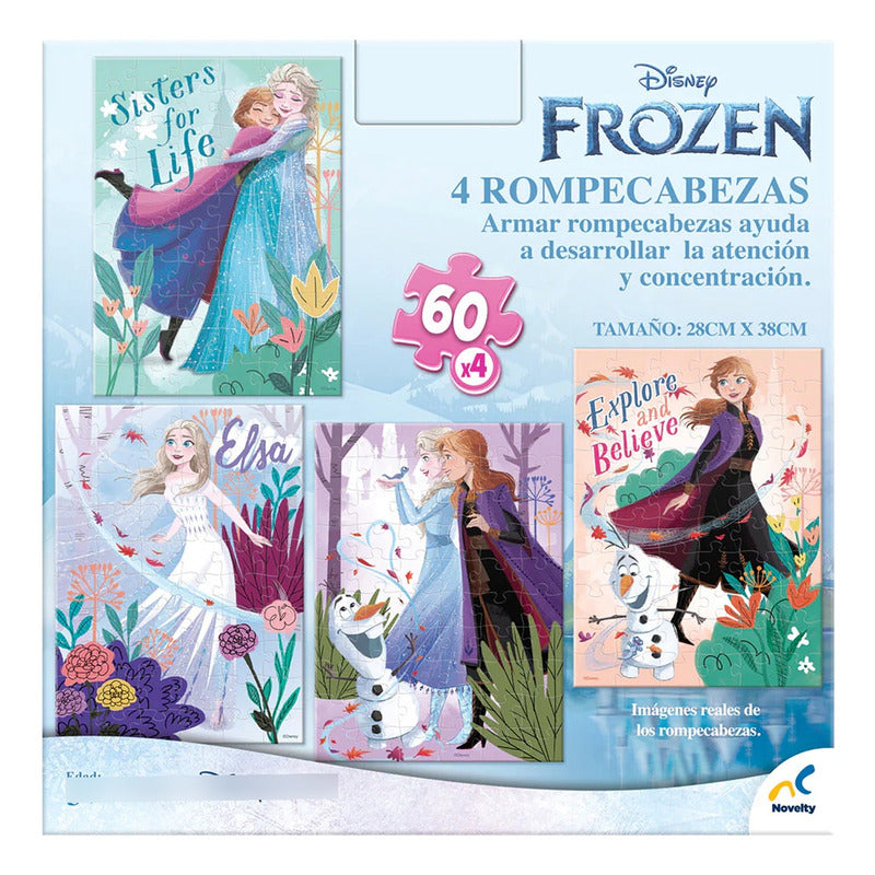 Rompecabezas 4 En 1 Frozen Mod. Jca-1129 Marca Novelty®