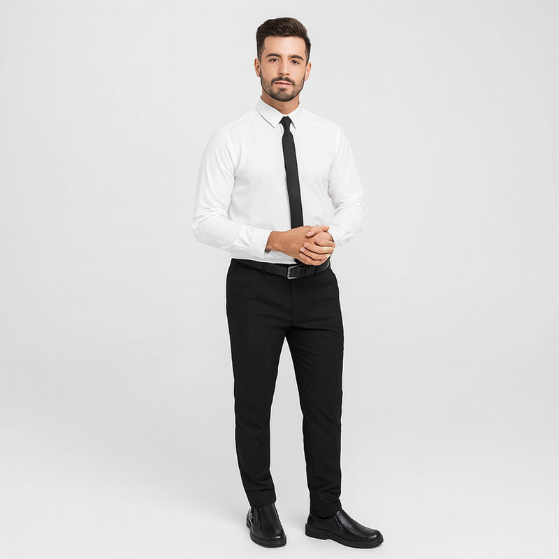 Zapato Casual Confort Para Hombre Mod.419602 Marca Flexi® Negro Lisa 25,5 Mx