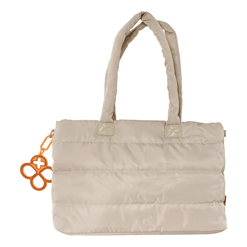 Bolso Tote Para Mujer Mod. Ji 2829 Marca Jaime Ibiza® Beige Lisa Níquel