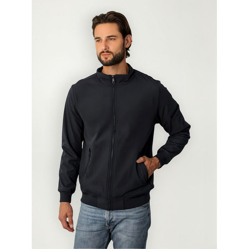 Chamarra Ligera Tipo Bomber Cw89-pol8728 Greenlander® Azul Marino G Lisa