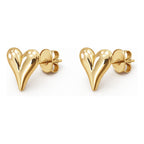 Set Joyería Elegante Para Mujer Collar Y Aretes Corazones Dorado