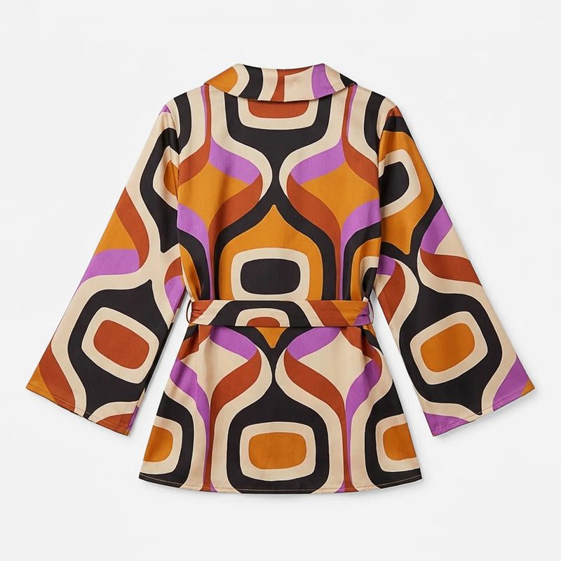 Blusa Estampado Retro Para Mujer Mod. T41100 Marca Bobois® Multicolor Retro G