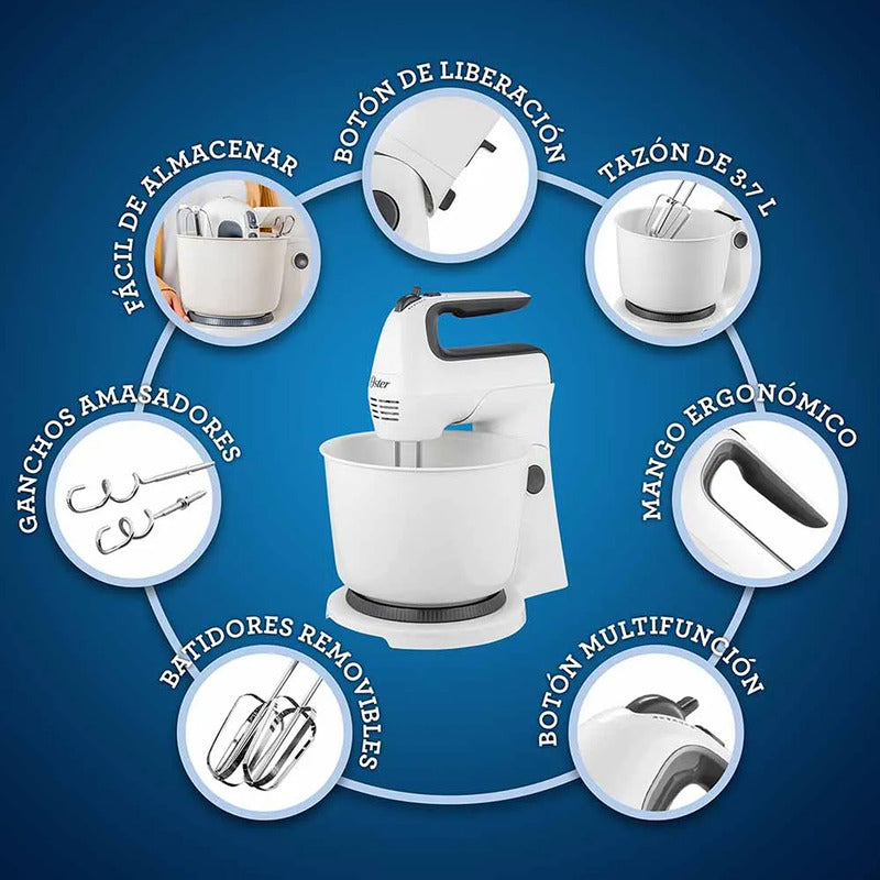 Batidora De Mano Y Pedestal Mod. Fpsths3610 Marca Oster® Blanco