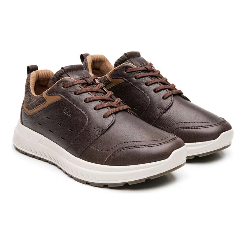 Tenis Casual De Piel Para Hombre Mod.403020 Marca Flexi® Chocolate Lisa 28.5 Mx
