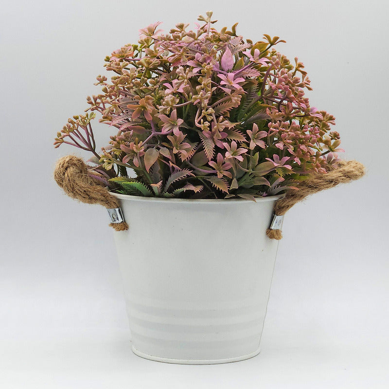 Maceta Decorativa Vintage Con Flores Artificiales Adorno