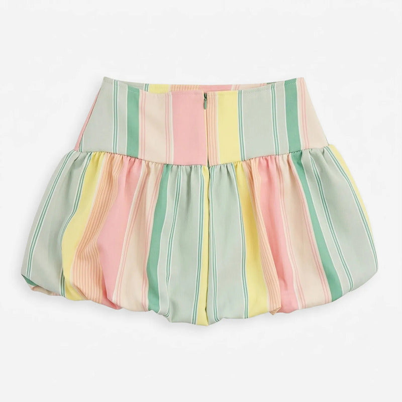 Falda Globo Para Mujer Mod. J856 Mrca Julys® Multicolor Rayas M