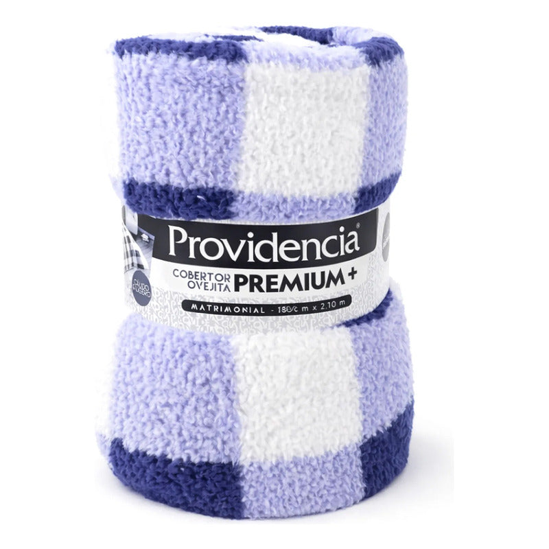 Cobertor Ovejita Ligero Matrimonial 1.80x2.10m Providencia® Multicolor 400 G Cuadros Lila Azulado