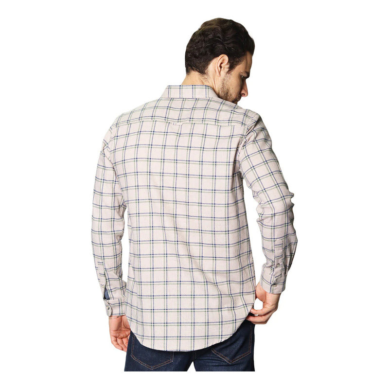 Camisa Para Hombre Manga Larga Cuadros Marca Bobois®