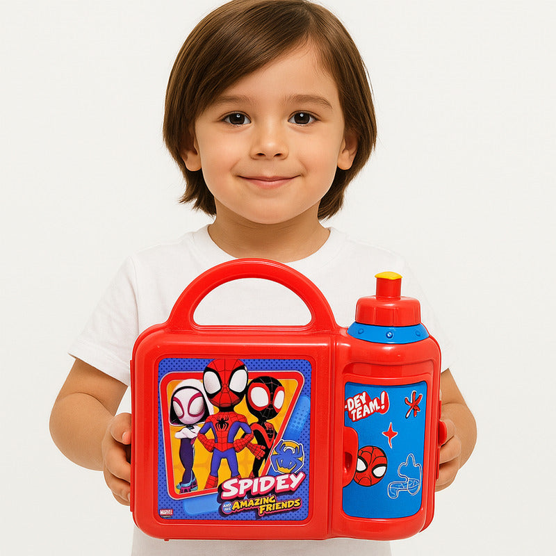 Lonchera Infantil De Plástico Con Botella Diseños Varios