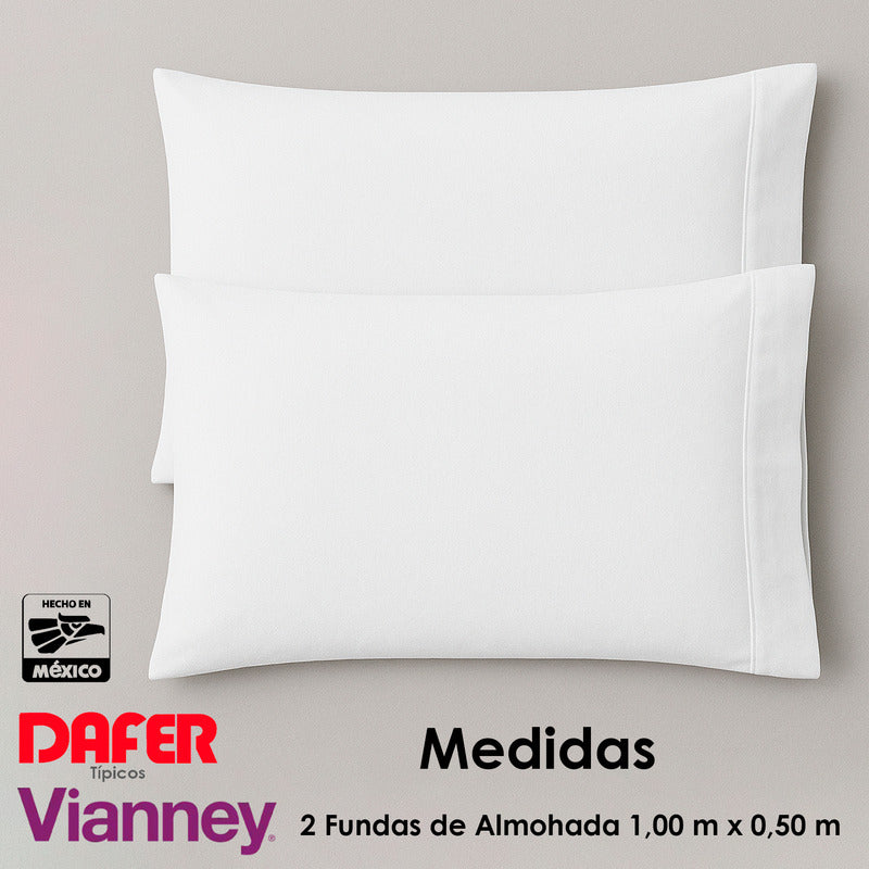 Juego De Sábanas King Size Mod. Cabos 100% Algodon Vianney® Blanco Liso