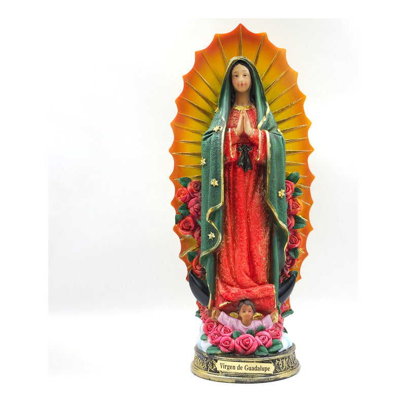 Imagen Religiosa De Resina Virgen De Guadalupe 30cm Multicolor