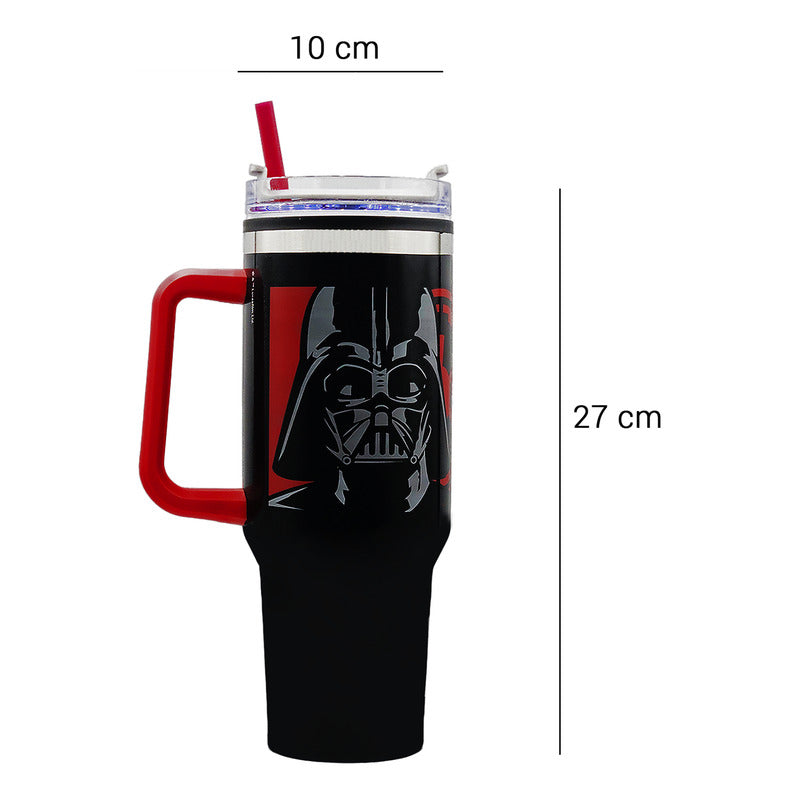 Termo Doble Pared Con Asa Y Popote 1.2 L Diseños Animados