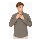 Camisa Lino Regular Fit Para Hombre Mod. Le2601 Roosevelt® Gris Oscuro Lisa Eg