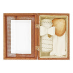 Set Para Bautizo Vela+concha+toalla+caja De Madera