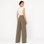 Pantalon Formal Holgado Para Mujer Mod. Pg00671 Ferriano® Marrón Claro Lisa M