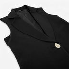 Chaleco Cuello Solapa Para Mujer Mod.4280b Marca Exotica® Negro Lisa G