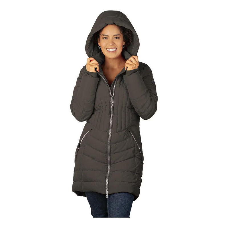Chamarra Larga Capitonada Mujer Dw86-pol7088 Greenlander® Chocolate Ch Capitonado