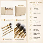 Set De Brochas 24pz Con Estuche Para Viaje True Makeup® Beige