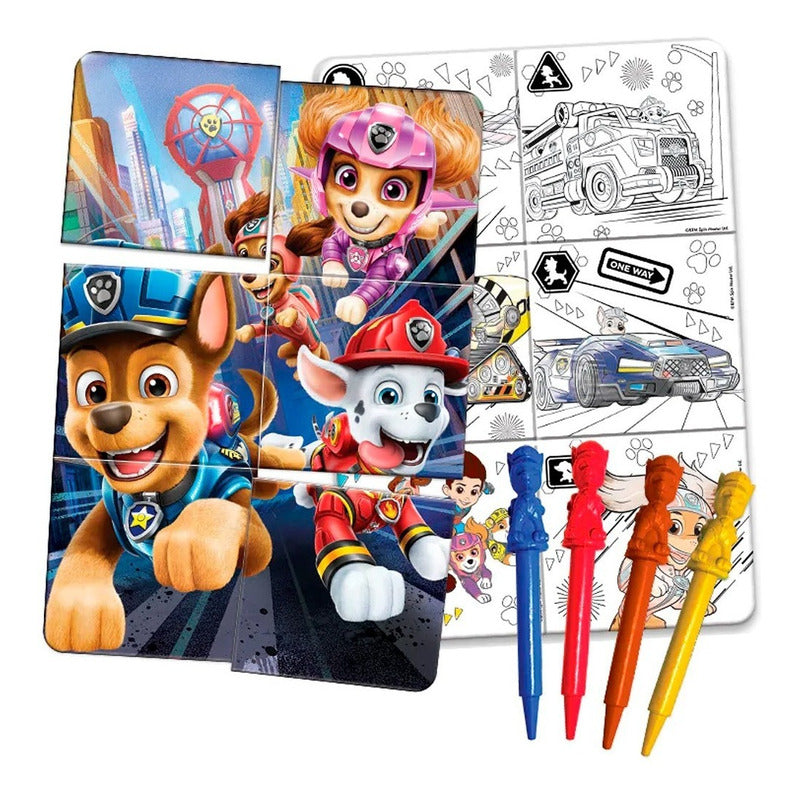 Rompecabezas  Doble Vista + 4 Crayones Paw Patrol Novelty ®