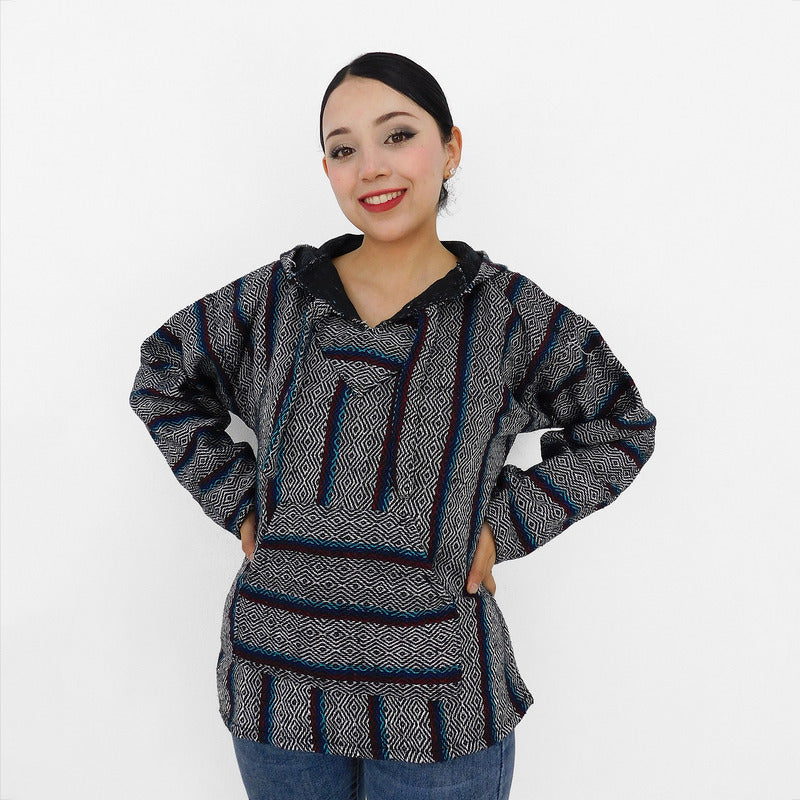 Suéter Poncho Canguro Artesanal Hoodie Acrilico Colores