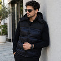 Chaleco Para Hombre Acolchado Con Capucha M.h45305 Bobois® Azul Oscuro Lisa M