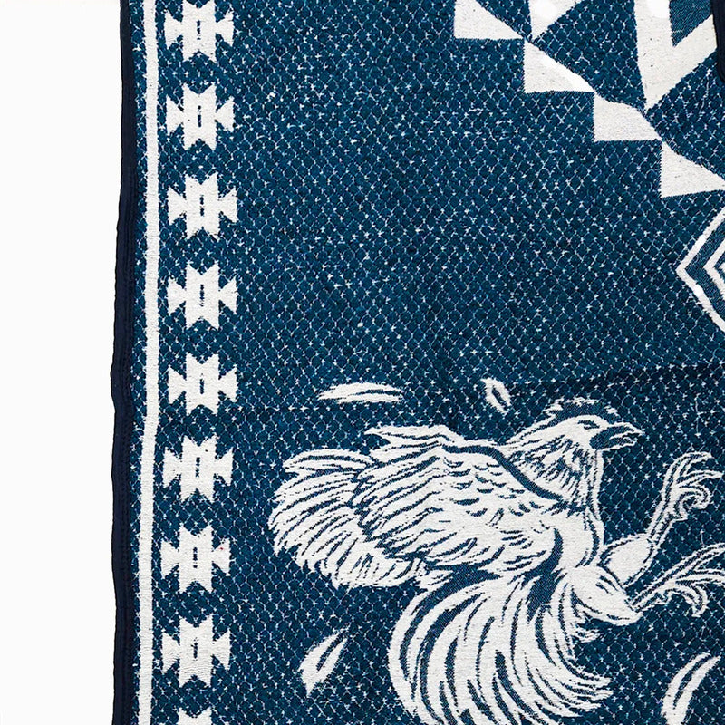 Jorongo Gaban Artesanal Mexicano Colores Azul Gallos Xg