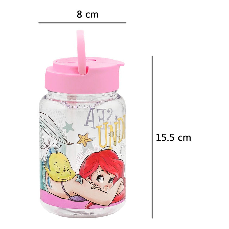 Botella De Plástico 500ml Con Popote Diseños Infantil Varios