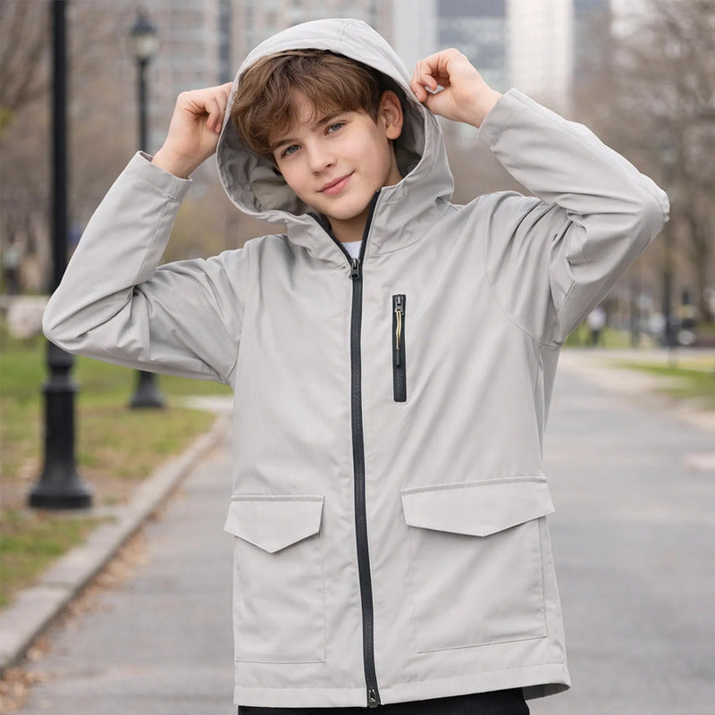 Chamarra Juvenil Impermeable Mod.6418 Marca Mayoral® Gris 18 Lisa