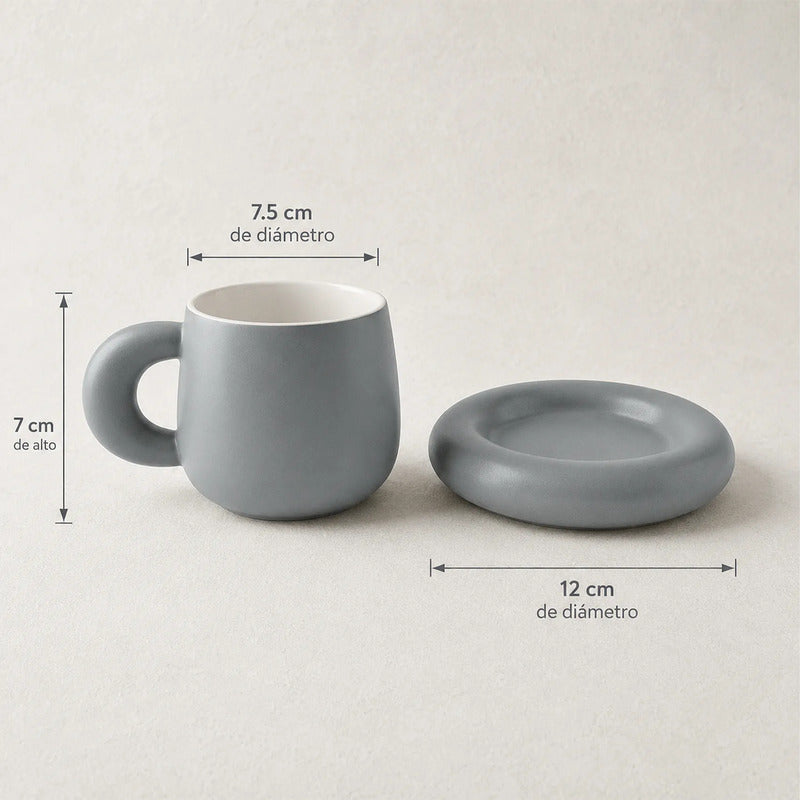 Taza Con Base De Cerámica Mate Mod.1744-84 Top Choice® Azul Acero Liso