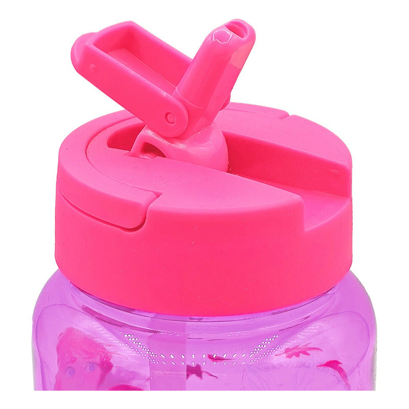 Botella De Plástico 500ml Con Popote Diseños Infantil Varios