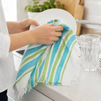 Servilleta De Cocina Multiusos Tejida 45 X 55cm Verde Rayas