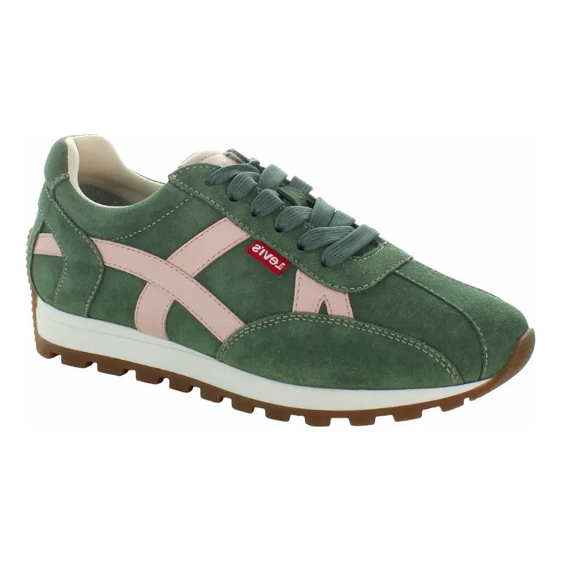 Tenis Casual De Gamuza Para Dama Mod.l1126213 Marca Levís® Verde Gamuza 25.5 Mx