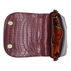 Bolso Crossbody Para Mujer Mod. Ji2226 Marca Jaime Ibiza® Bordó Craquelado Dorado