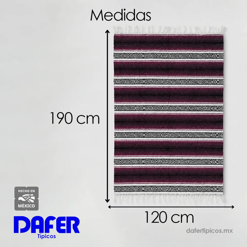 Falsa Artesanal 1.90m X 1.20m Cobija Multiusos Mexicana Geométrico 1 Kg Violeta Oscuro