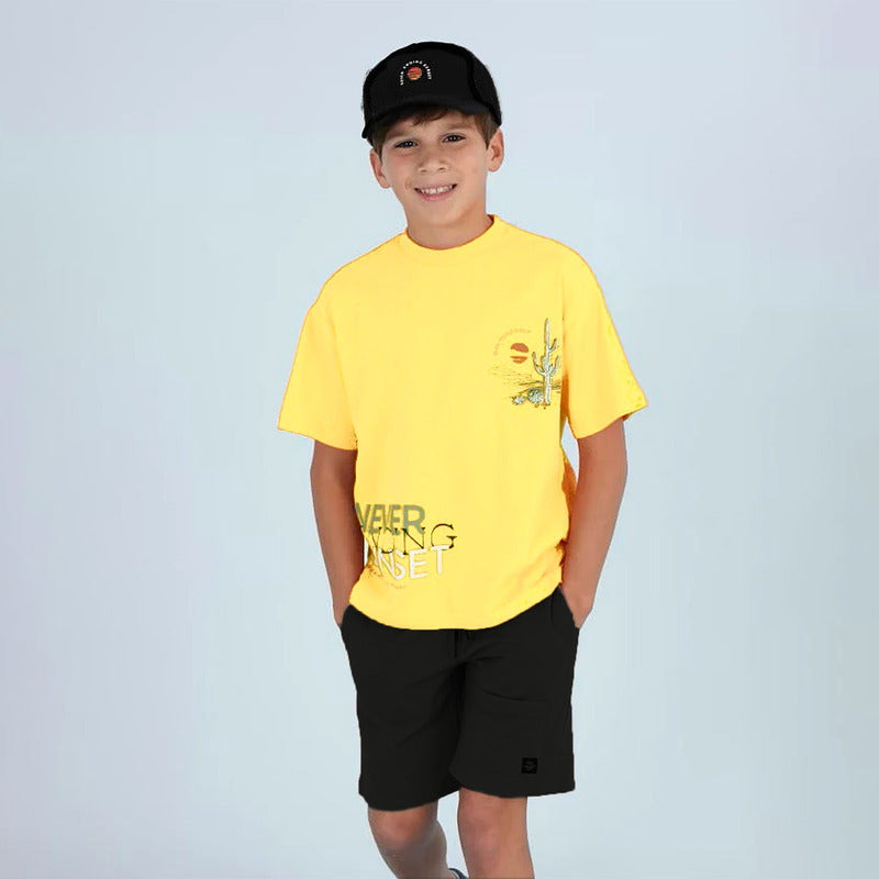 Conjunto Para Niño Short+playera Mod.6653 Marca Mayoral® Amarillo 14
