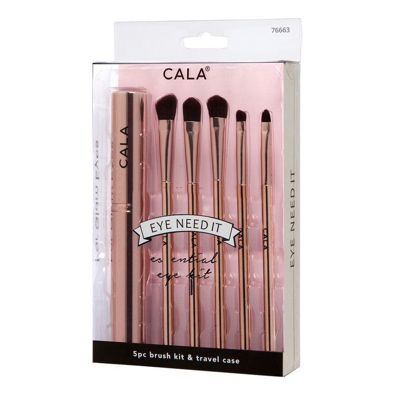 Brochas Para Sombras 5pz Con Estuche Para Viaje Marca Cala®