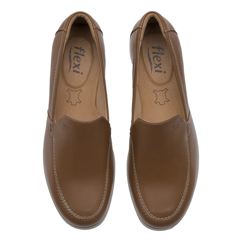 Zapato Slip On Casual Para Mujer Mod.104806 Marca Flexi® Marrón Claro Lisa 25,5 Mx