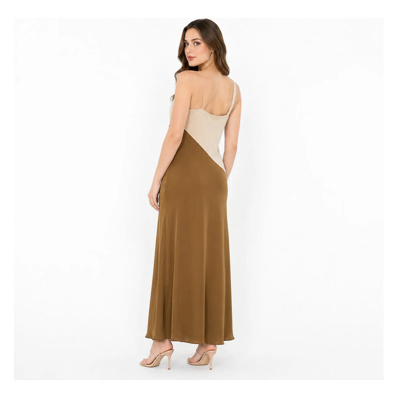 Vestido Largo Para Mujer Mod. Ve01642 Marca Ferriano® Multicolor Lisa Ch