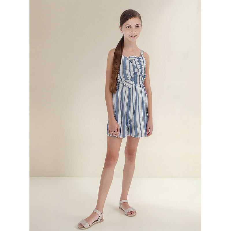 Mono Corto Lino Rayas Para Niña Mod. 6813 Marca Mayoral ®