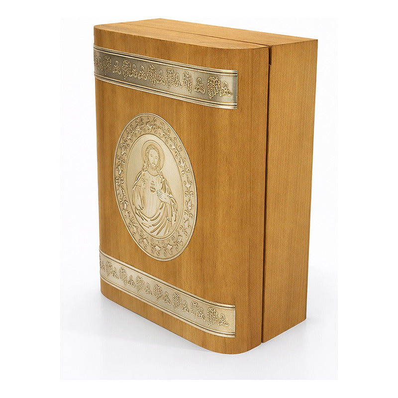Set De Comunión Vela+biblia+caja De Madera Diseño Religioso
