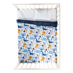 Cobertor Suave Ligero Para Cuna 1.00x0.74m Marca Vianney® Dinosaurios 300 G Azul Claro