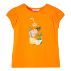 Playera Para Niña Mod. 3047 Marca Mayoral® Naranja Claro Frutas 3 Estampa Localizada
