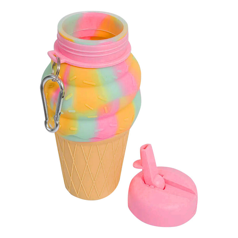 Botella De Silicon Expandible Plegable 550ml Diseño Animados Helado 1766-40