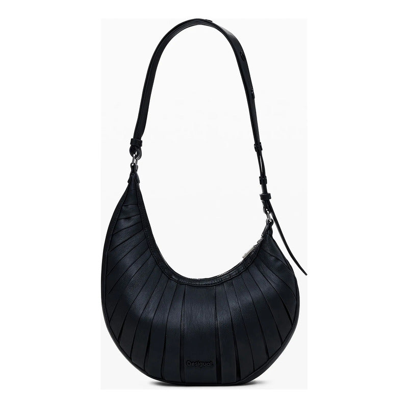 Bolso Asimétrico Mediano Para Mujer 25saxp05/2000 Desigual® Negro Rayas Níquel