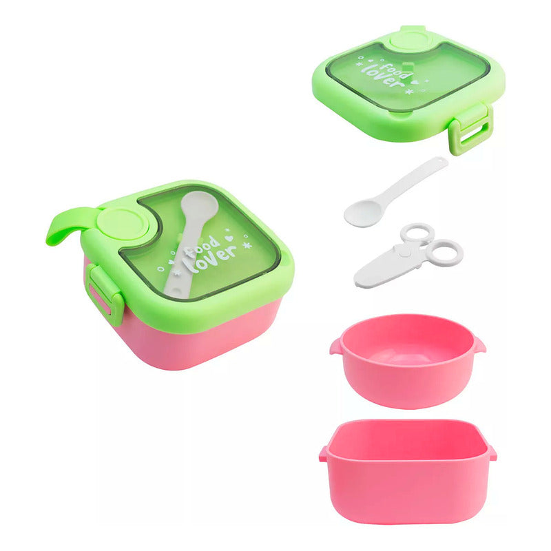 Contenedor Lunch Box Hermético Tapa Divisiones 5 Pzas 750ml