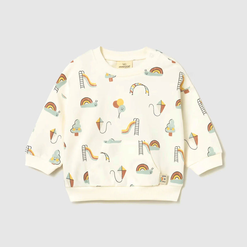 Sudadera Estampada Para Recién Nacido Mod.1487 Mayoral® 6-9 M Beige Cometas Y Globos